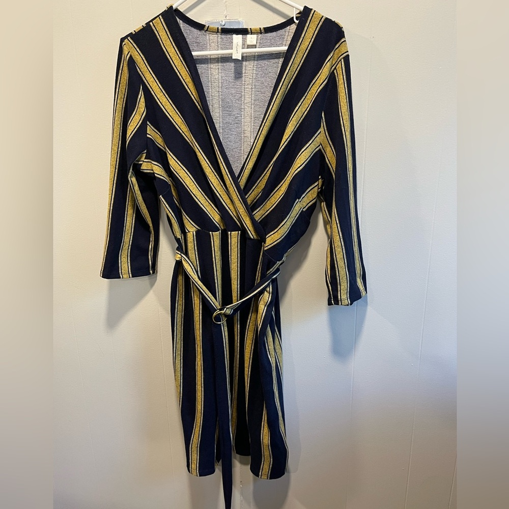 Tarcera Striped Wrap Belted Dress